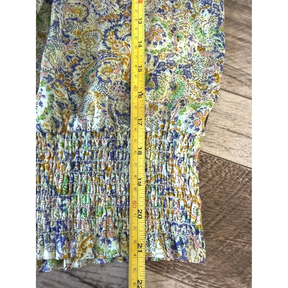 Rachel Zoe Blouse‎ Medium Floral Sleeveless Smocked Waist Cottagecore Feminine - Picture 4 of 5